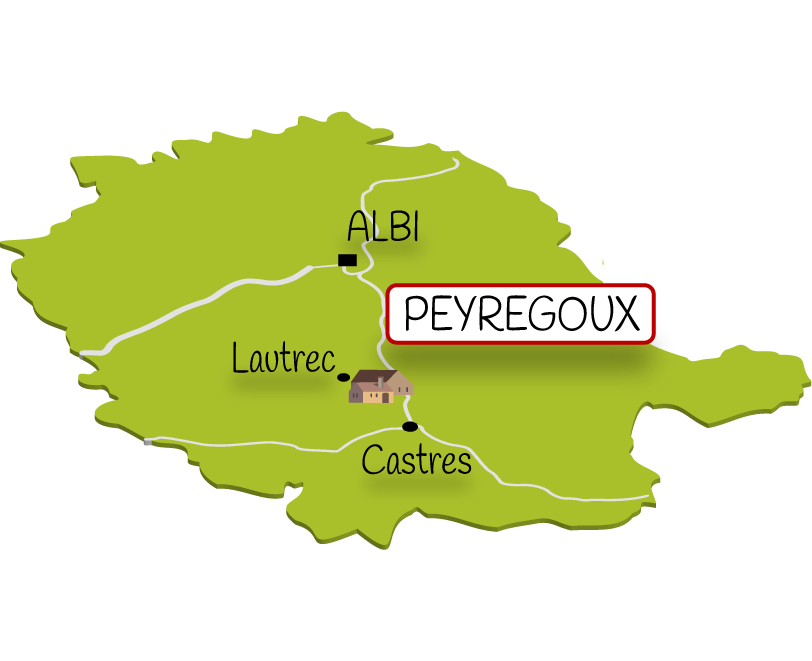 Carte montrant la localisation de Peyregoux dans le Tarn